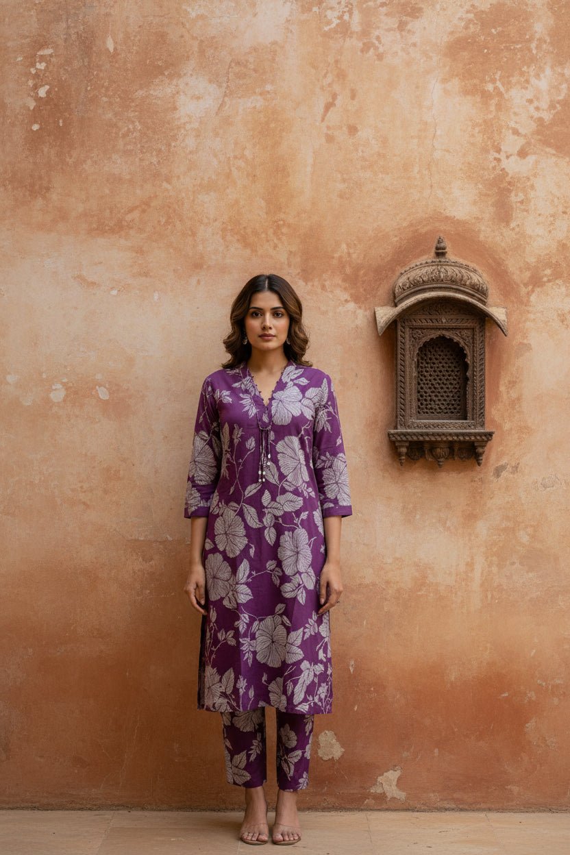 Purple Mirage Kurti Coord Set - Silver Lining