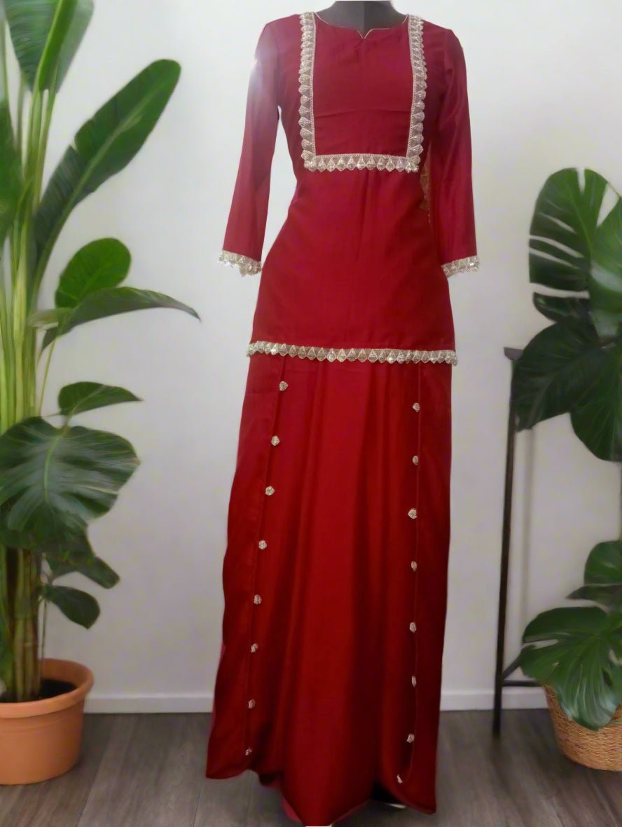 Ruby Glow Kurti Harem Coord Set - Silver Lining
