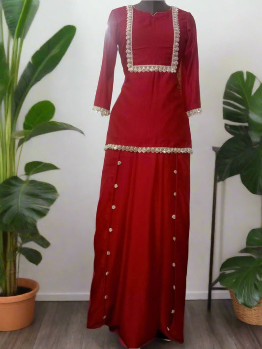 Ruby Glow Kurti Harem Coord Set - Silver Lining