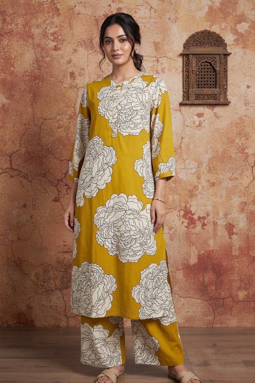 Saanvi Floral Kurti Coord set - Silver Lining