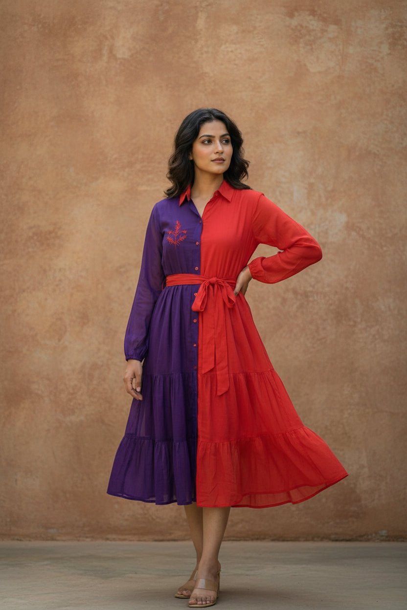 Saffron Orchid Shirt Dress - Silver Lining