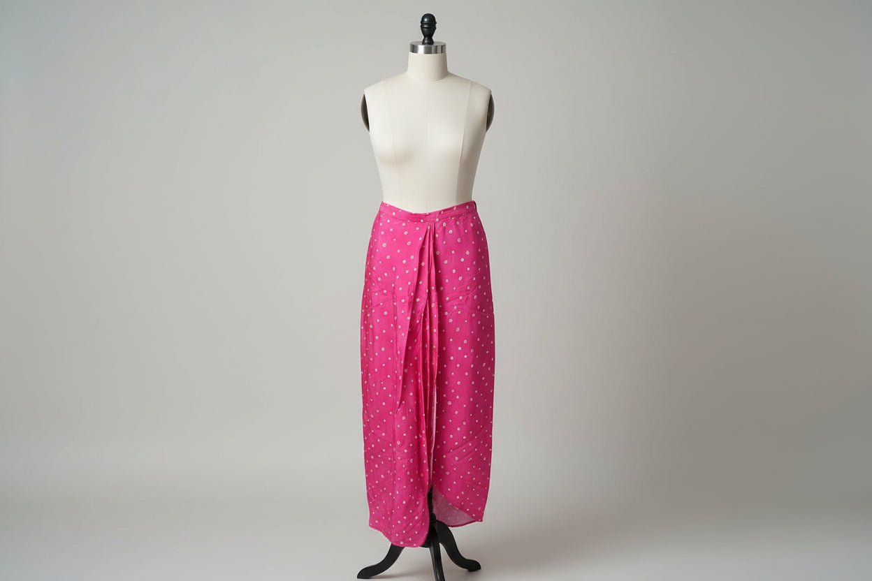 Sunlit Kalamkari Bandhni Kurti Skirt Set - Silver Lining