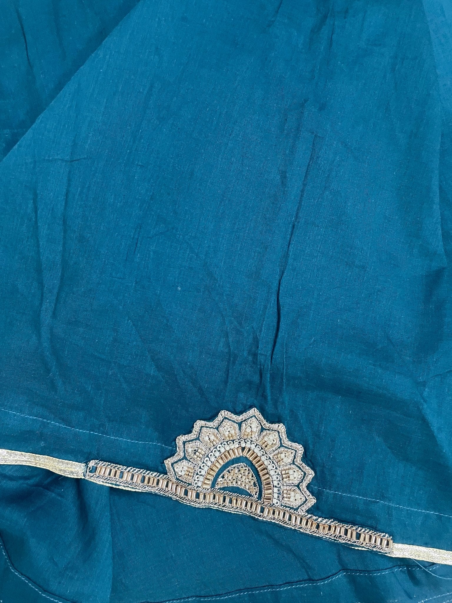 Teal Tide Embellished Kurti Set - Silver Lining