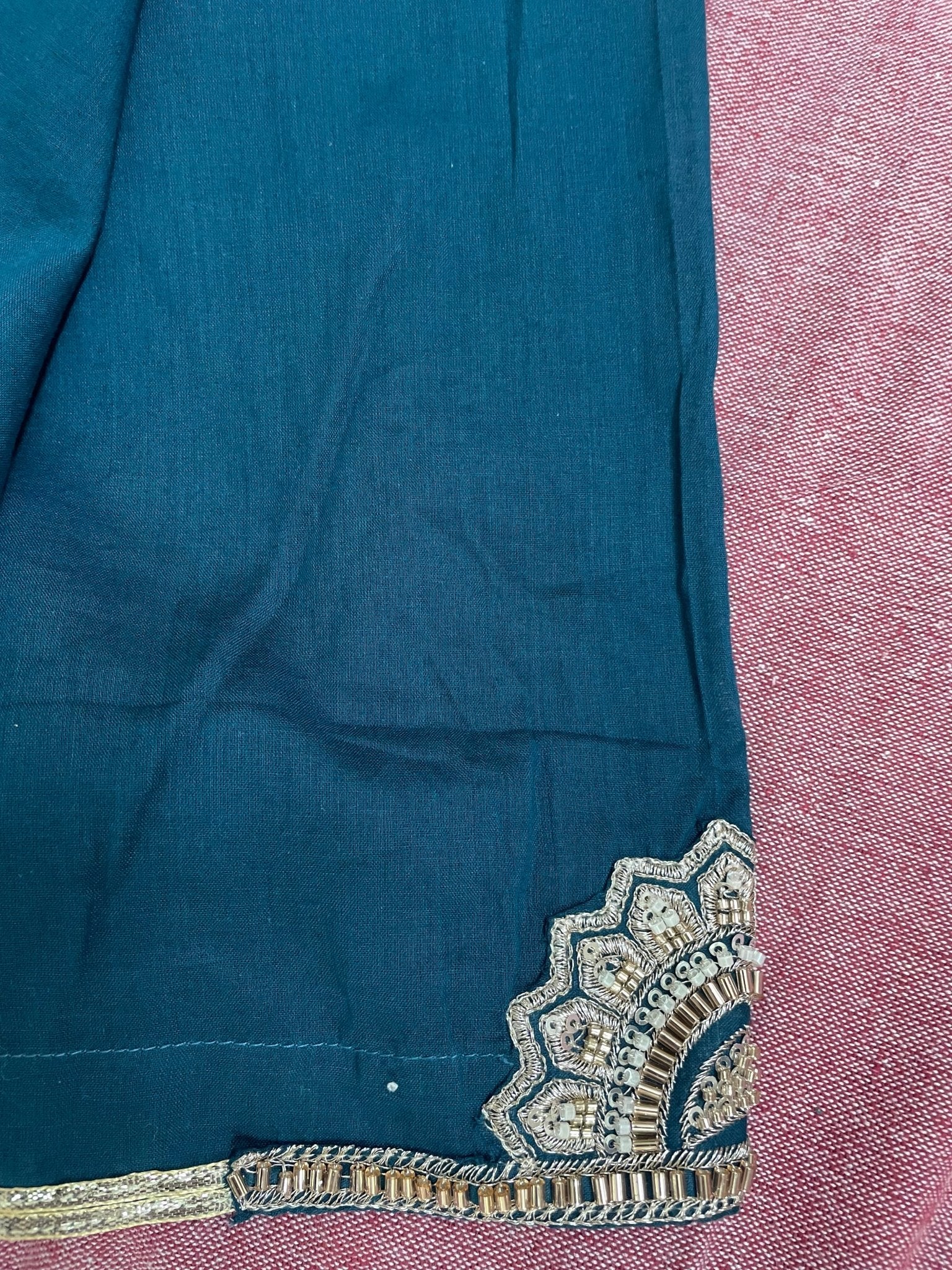 Teal Tide Embellished Kurti Set - Silver Lining
