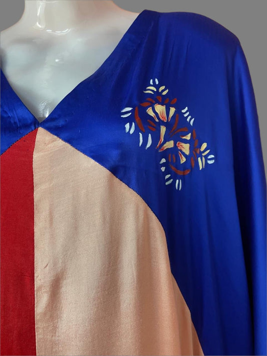 Tricolor Drift Kaftan Gown - Silver Lining